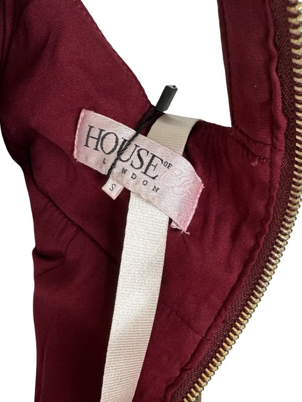 NWT House of CB Burgundy Patent Effect Plunge Bodycon Midi Dress Size S - Picture 8 of 9